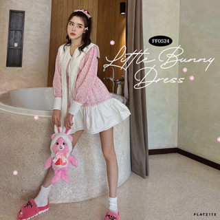 FLAT2112 FF0524 : LITTLE BUNNY DRESS เดรสสีชมพู แต่งระบาย