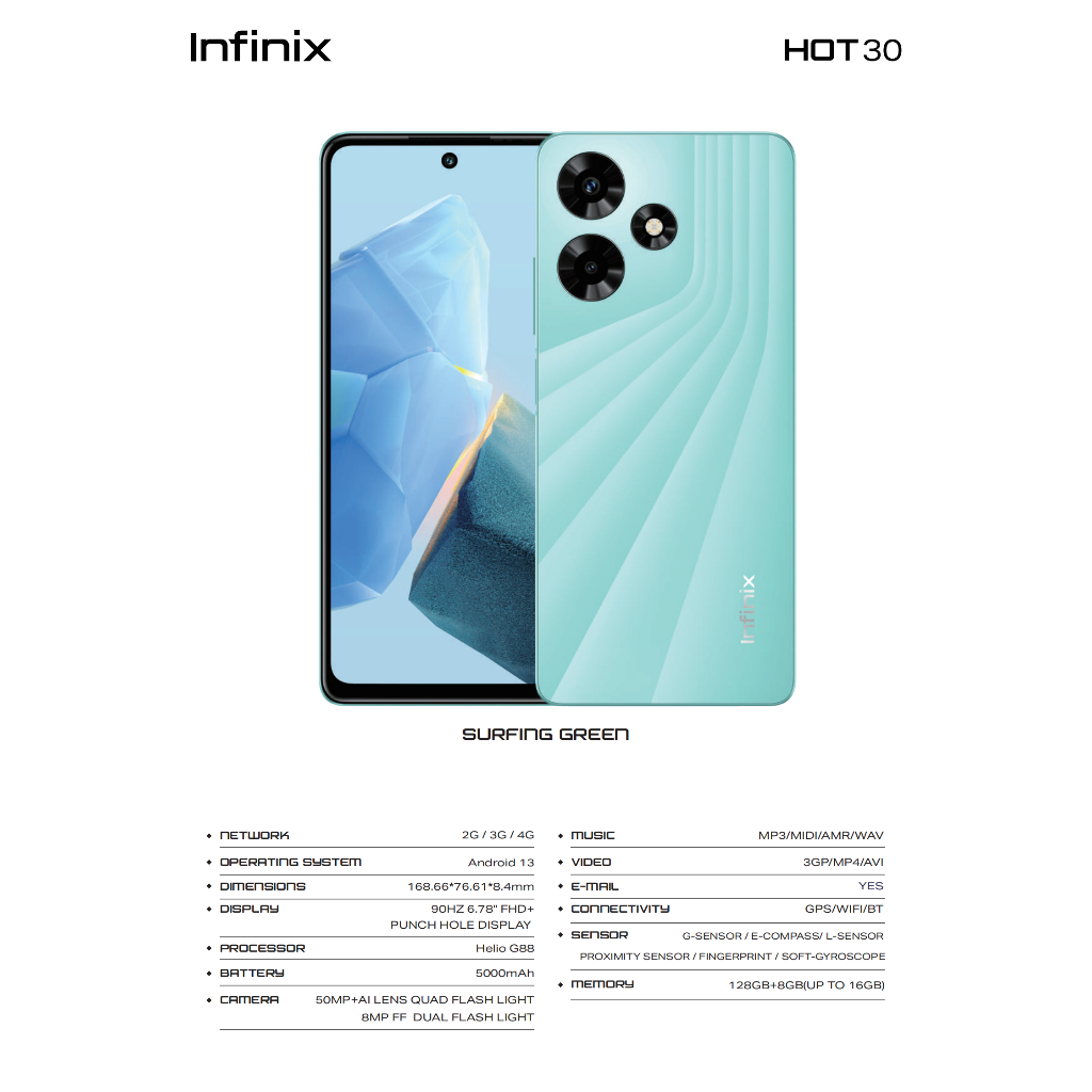 infinix-hot-30-8-128-8-256-ประกันศูนย์-รับcoins10-สูงสุด500coins-เก็บโค้ด10-ก่อนซื้อ-หน้าจอ-6-78-นิ้ว-แบต-5000mah