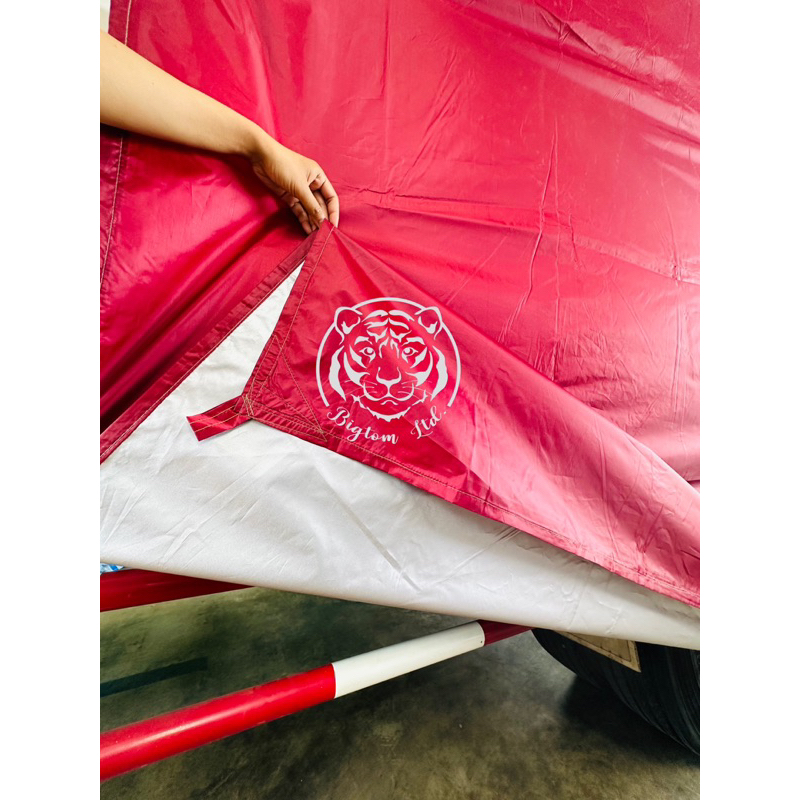 ผ้าร่ม-ผ้าใบฟลายชีท-เคลือบสารสะท้อนรังสี-uv-4x6หลา-3-60x5-40m-สีแดงเลือดหมู