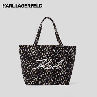 PRE ORDER • KARL LAGERFELD SIGNATURE FLORAL CANVAS SHOPPER **สินค้าแท้100%