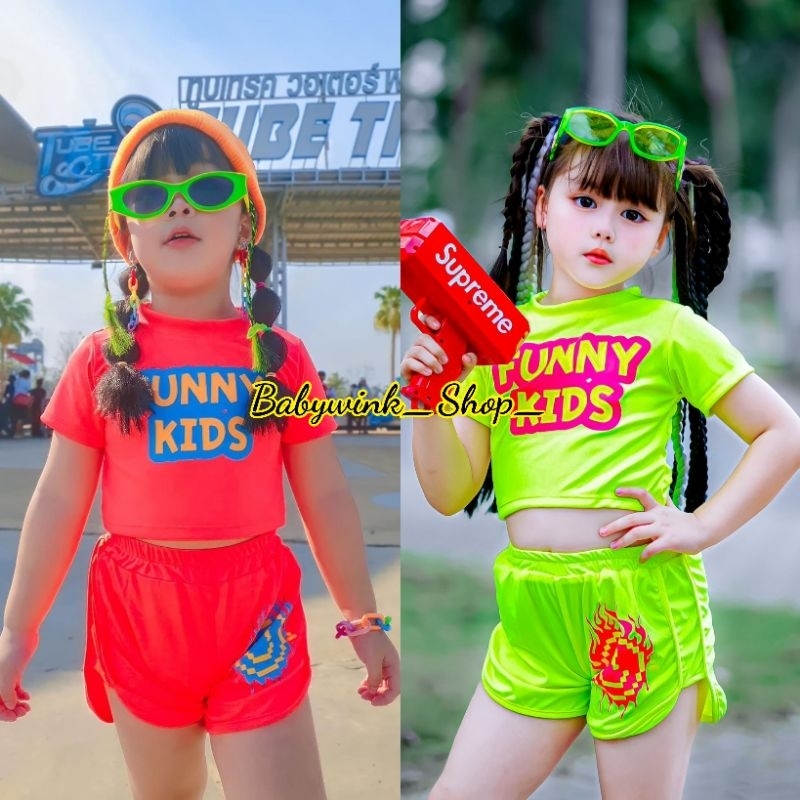 naa-nan-แฟชั่นเด็ก-ชุดเซ็ทเด็ก-funny-kids-ชุดเซ็ทขาสั้นนีออนสะท้อนแสง-ผ้ากีฬาใส่สบาย-ใส่รับหน้าร้อนจ้า