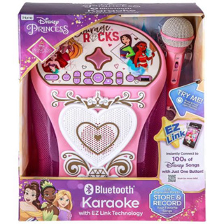 eKids Disney Princess Karaoke Machine, Bluetooth Speaker with Microphone for Kids