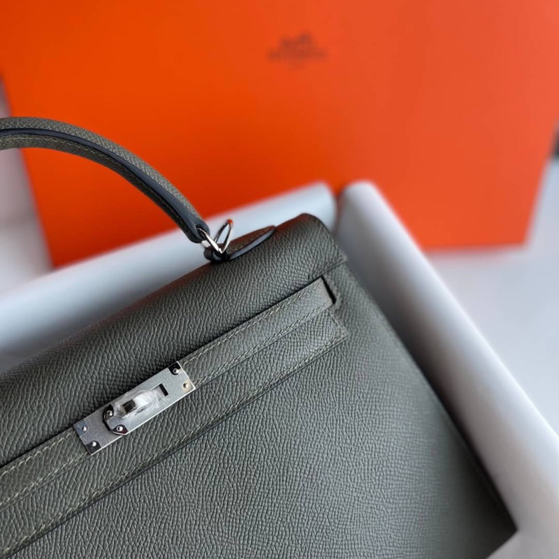 กระเป๋าแบรนด์เนม25vert-de-gris-color-epsom-leather-silver-hardware-full-handmade