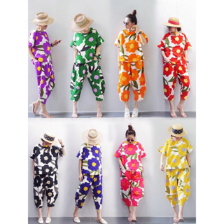 📌ทักก่อนสั่ง📌 ชุดเซทลายดอก ผ้าcottonญี่ปุ่น  oversize เสื้อ อก46”+กางเกงปลายจีบ oaziz wow