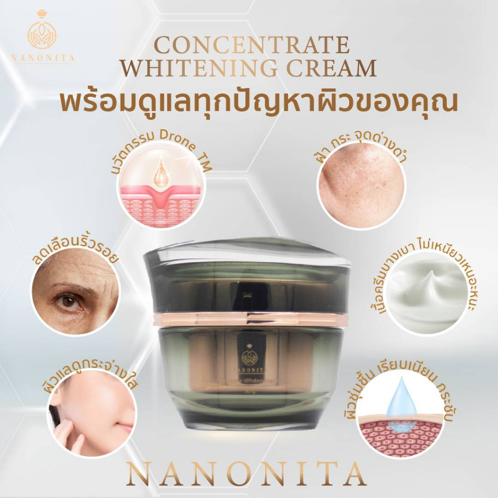 nanonita-concentrate-whitening-cream-ครีม-บำรุงผิว-ปรับสีผิวให้ขาวสว่างกระจ่างใส-ชุ่มชื้น-บางเบา