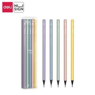 [ของขวัญฟรี] Deli ดินสอ 10 ด้าม ดินสอไม้ HB 2B สีดำ ไส้ดินสอคุณภาพสูง เขียนลื่น เครื่องเขียน อุปกรณ์สำนักงาน Pencil