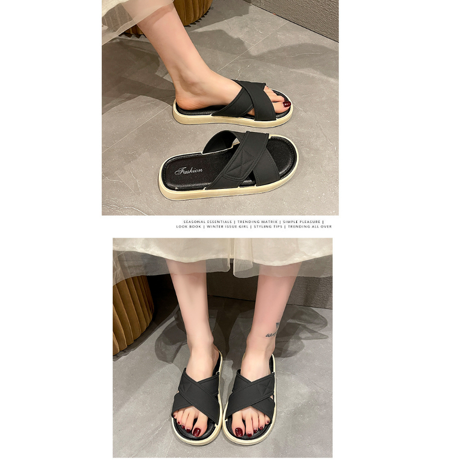 พร้อมส่ง-รองเท้าแตะผู้หญิง-2023-สายคาดเกาหลี-รองเท้าผู้หญิง