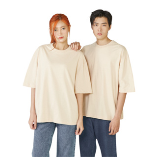 [2แถม1]Yuedpao เสื้อยืด Oversize Fall winter ผ้าหนาทรงสวย ยับยากรีดง่าย เสื้อยืดสีพื้น สี Creammy white