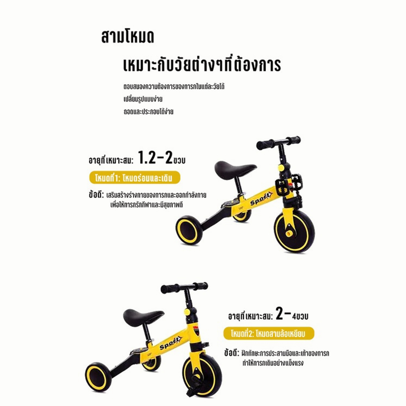 จักรยานเด็ก-จักรยานขาไถ-จักรยานสามล้อ-จักรยานทรงตัว-ฝึกทรงตัว-สองล้อปั่นหลายสี-1-4-ขวบ-รถจักรยานทรงตัว