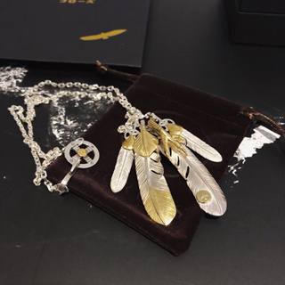 925 เงินสเตอร์ลิง Seiko Maple Leaf Eagle Claw Feather สร้อยคอจี้ Handmade สไตล์เดียวกันสำหรับชายและหญิง