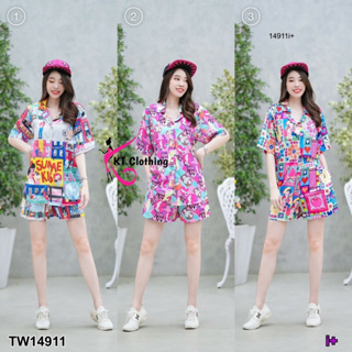 ภาพหน้าปกสินค้าSet เสื้อเชิ้ตแขนสั้น+กางเกงขาสั้น ลายกราฟฟิก TT14911 ที่เกี่ยวข้อง