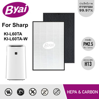 แผ่นกรองอากาศ H13 HEPA และแผ่นกรองกลิ่น สำหรับเครื่องฟอกอากาศ SHARP รุ่น KI-L60TA, KI-L60TA-W