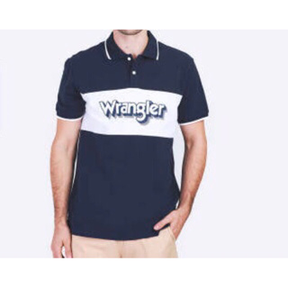 เสื้อโปโลชาย Wrangler สีกรมLogo ขาว Regular Fit