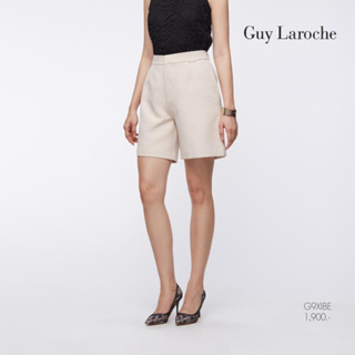 Guy Laroche กางเกงขาสั้น กางเกงขาสั้นผู้หญิง กางเกงผู้หญิง Pants สีเบจ ดีเทลขอบเอวยางยืดด้านหลัง (G9XIBE)