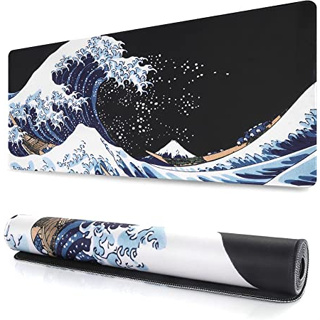 Mouse Pad - Non-Slip Waterproof Rubber 35.1x15.75 Inch XXL Large Desk Computer Office Game Ocean Waves Direct from Japan