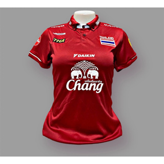 เสื้อบอลผู้หญิงลายทีมไทยใหม่ผ้าใส่สบาย