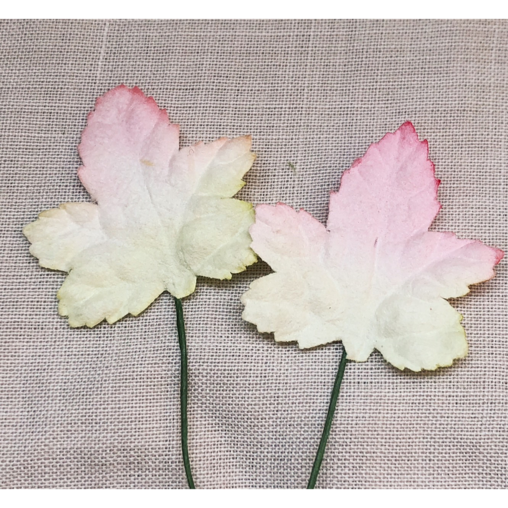ใบไม้เมเปิ้ลกระดาษสาไล่สีโทนชมพูขาวเขียวติดก้านลวด-100-ชิ้น-ดอกไม้ประดิษฐ์สำหรับงานฝีมือและตกแต่ง-l08