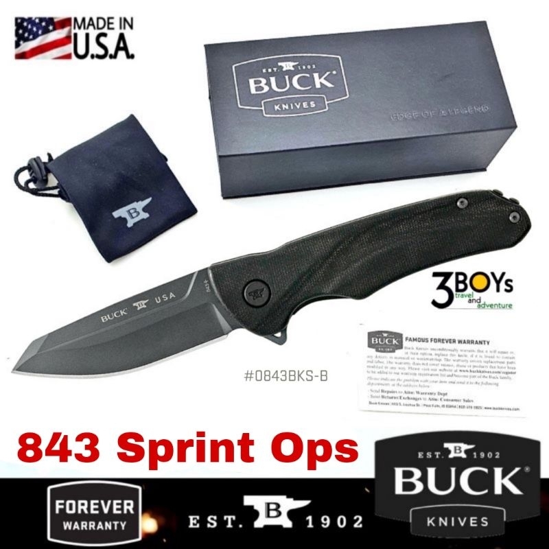 มีด-buck-รุ่น-843-sprint-ops-knife-ด้ามจับ-canvas-micartaสีดำ-เหล็ก-s30v-พร้อมคลิปเหน็บ-ผลิต-อเมริกา