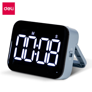 Deli นาฬิกาจับเวลา นาฬิกานับเวลา จอLED วัสดุABS ใช้งานได้นาน สไตล์มินิมอล สำหรับทำอาหาร Alarm Clock