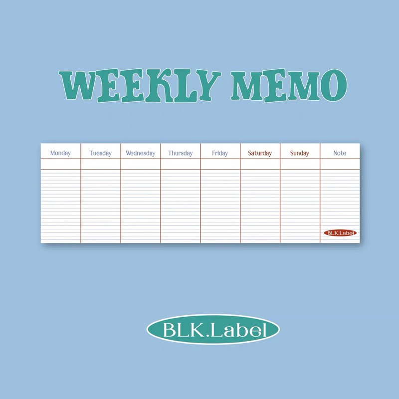 blanklabel-weekly-memo-pad-กระดาษโน้ต-แบบรายสัปดาห์-กระดาษจด-กระดาษน่ารัก-กระดาษตกแต่ง-กระดาษมีเส้น-กระดาษบันทึก