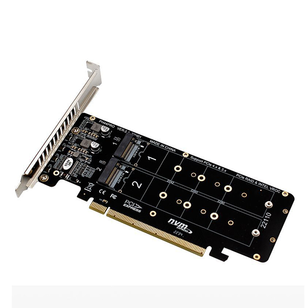 การ์ดแปลง PCIe X16 to M.2 NVMe 4 Port Gen4 4.0 Gen3 3.0 ADAPTER M2 SSD ...