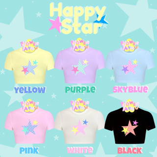 Happy Star ⭐️ เสื้อครอปลายดาว ล็อตสุดท้าย (พร้อมส่ง ⭐️📦)