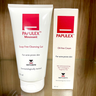 Papulex moussant soap free cleansing gel+ papulex oil free cream (2ชิ้น)