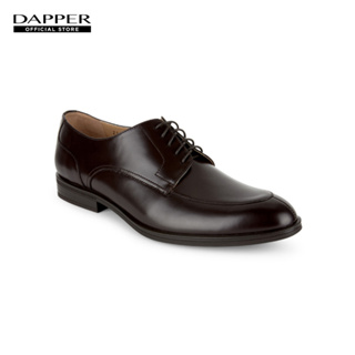 DAPPER รองเท้าหนังแบบผูกเชือก Hi-Shine U-Tip Derby Shoes สีน้ำตาล (HBKE1/670DB)