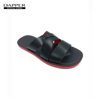 DAPPER รองเท้าแตะหนัง Carbon Fiber Triple Cross Strap Sandals สีดำ (HSKB1/106SC)