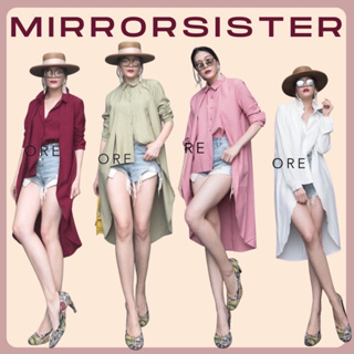 🔖ป้าย Mirrorsister 00131.3 เสื้อเชิ้ตยาวทรงเก๋ ด้านในสั้นด้านนอกยาว