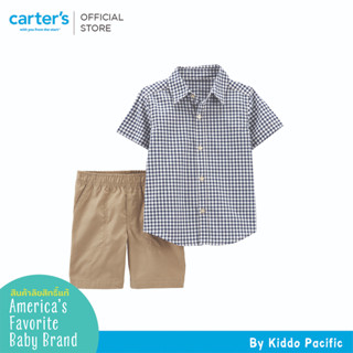 CARTERS SETS NAVY PLAID KHAKI SET คาร์เตอร์เสื้อผ้าชุดขาสั้นเด็กผู้ชายลายสก๊อตน้ำเงิน เซท 2 ชิ้น L10