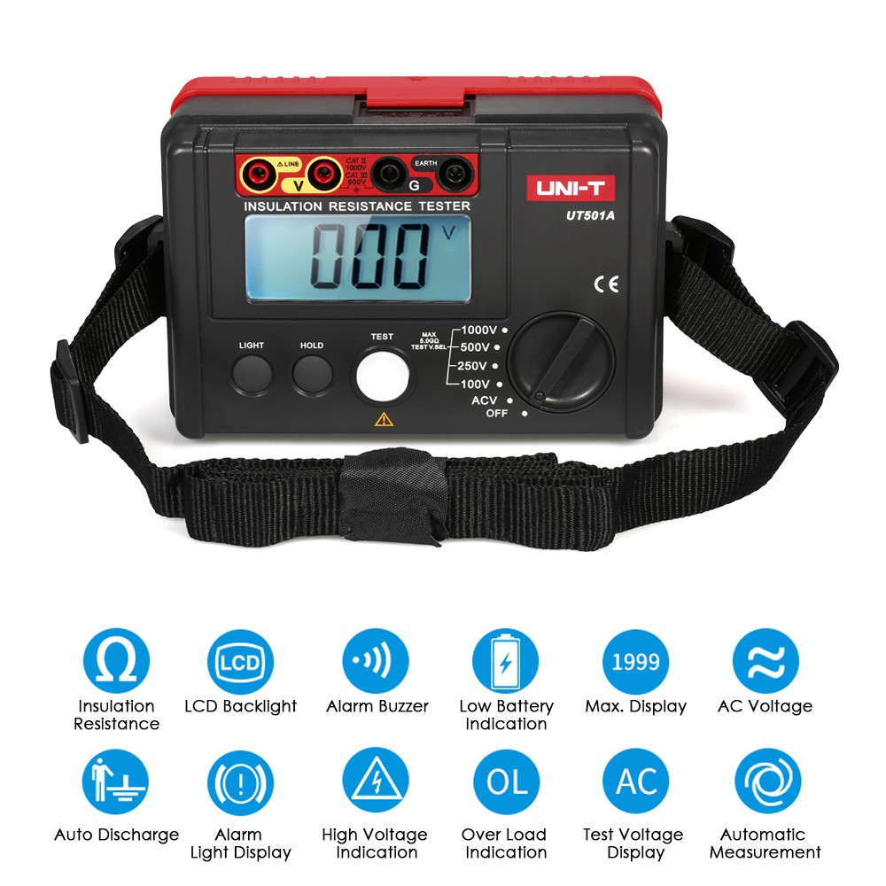UNI-T UT501A เมกะโอมห์มิเตอร์ ดิจิตอล 1000V เครื่องวัดความเป็นฉนวน วัด ...