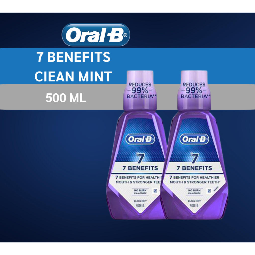 Oral-B Mouthwash 7 Benefits Clean Mint Rinse (ออรัลบี น้ำยาบ้วนปาก 7 ...