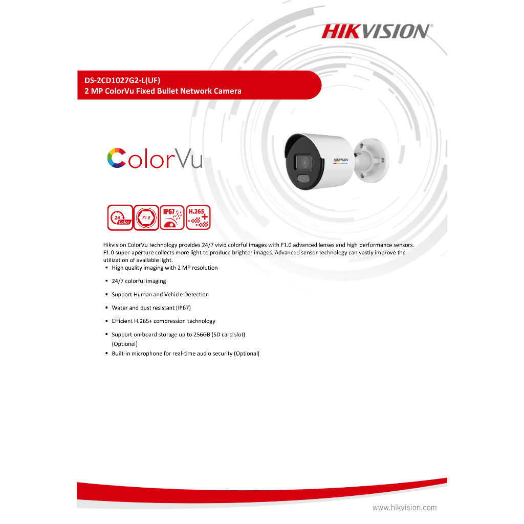 ภาพหน้าปกสินค้าHIKVISION IP CAMERA 2 MP COLORVU DS-2CD1027G2-L (2.8 mm) POE, ภาพเป็นสีตลอดเวลา BY BILLIONAIRE SECURETECH จากร้าน billionaire_securetech บน Shopee