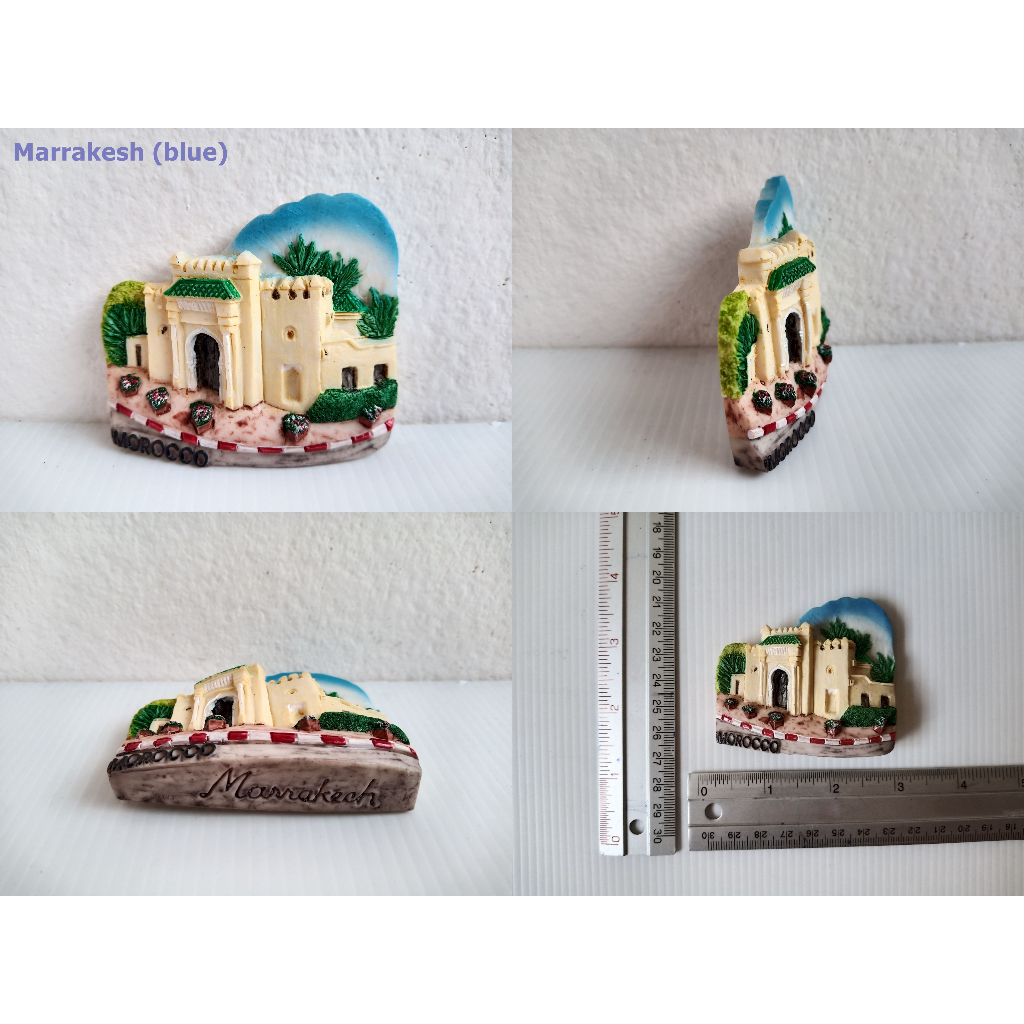 แม่เหล็กติดตู้เย็นนานาชาติ-รูปแหล่งท่องเที่ยว-marrakesh-blue-sky-morocco-3d-fridge-magnet