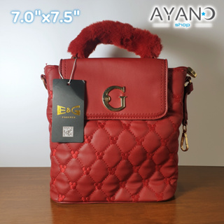 กระเป๋าสะพายทรงเป้ แบรนด์E&amp;G + สายสปอร์ต 7 นิ้ว (สีแดง)