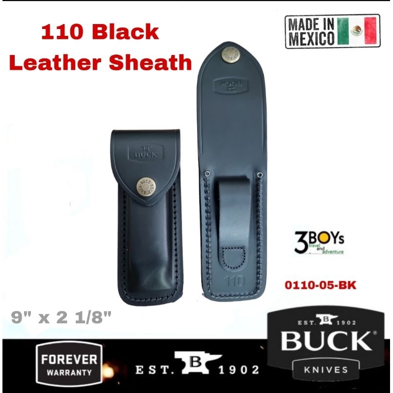 ซองใส่มีด-buck-รุ่น110-folding-hunter-black-leather-sheath-ปลอกหนังสีดำ-ทนทาน-สำหรับรุ่น-110-ผลิต-maxico