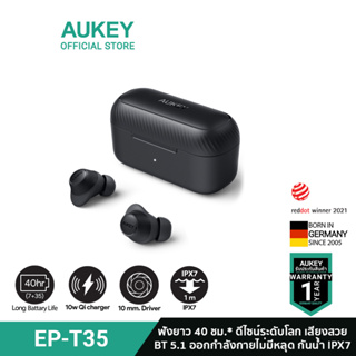 [New Version] AUKEY EP-T35 หูฟังบลูทูธ Portable Sport True Wireless Earbuds หูฟังสปอร์ต หูฟังไร้สาย , 10mm driver, Bluetooth 5.1 IPX7 รุ่น EP-T35