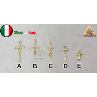 จี้กางเขน จี้ไม้กางเขนทอง ไม้กางเขนโลหะ ไม้กางเขนพระเยซู ไม้กางเขนอิตาลี พระคริสต์ คาทอลิก Catholic Pendant Cross Italy