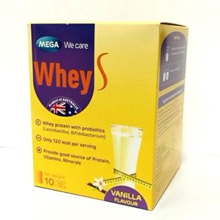 Mega Whey-S 10 ซองx32 g ผลิตภัณฑ์เวย์โปรตีนผสมโพรไบโอติกส์