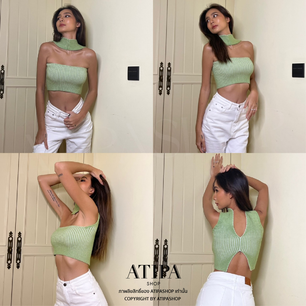 atipashop-milly-knit-crop-เสื้อครอป-ครอป-ผ้าไหมพรม-มีหลายสีให้เลือก