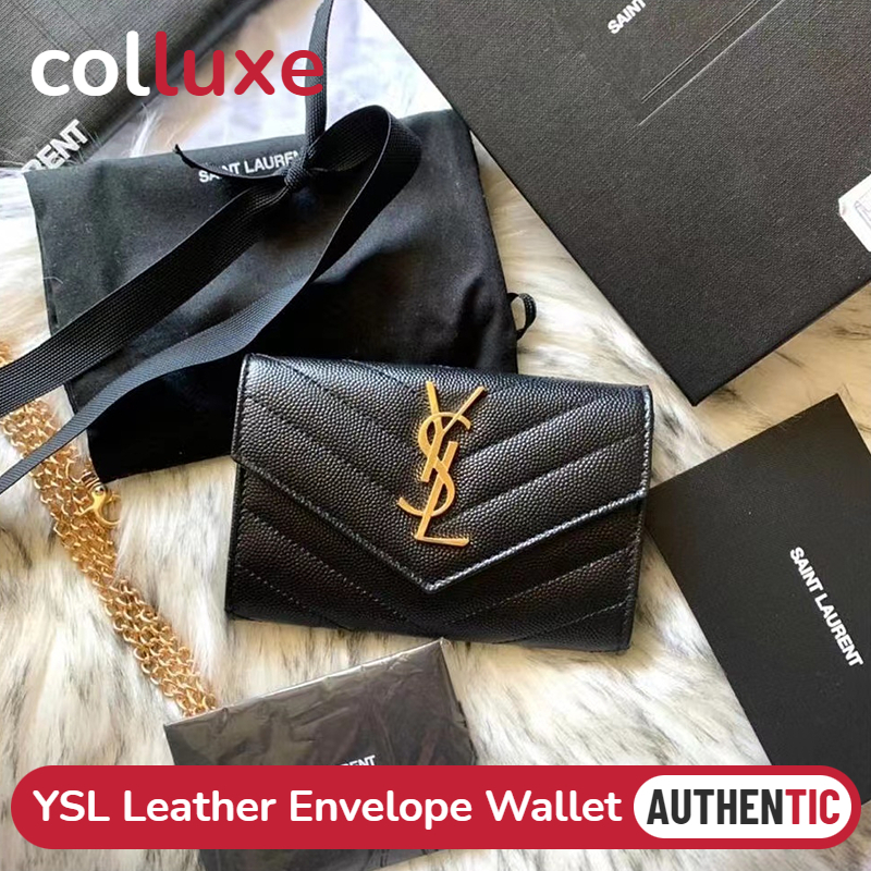 แซงต์ ลอรองต์ ysl wallet Saint Laurent Leather Envelope Wallet Black