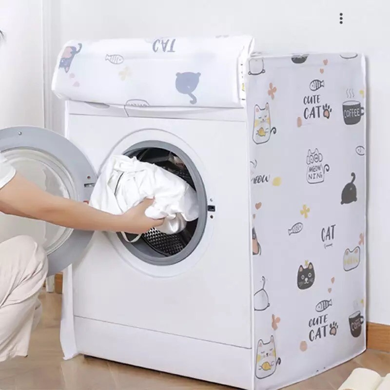 พร้อมส่งจากไทย-ผ้าคลุมเครื่องซักผ้าพลาสติก-อุปกรณ์ถนอมเครื่องซักผ้า