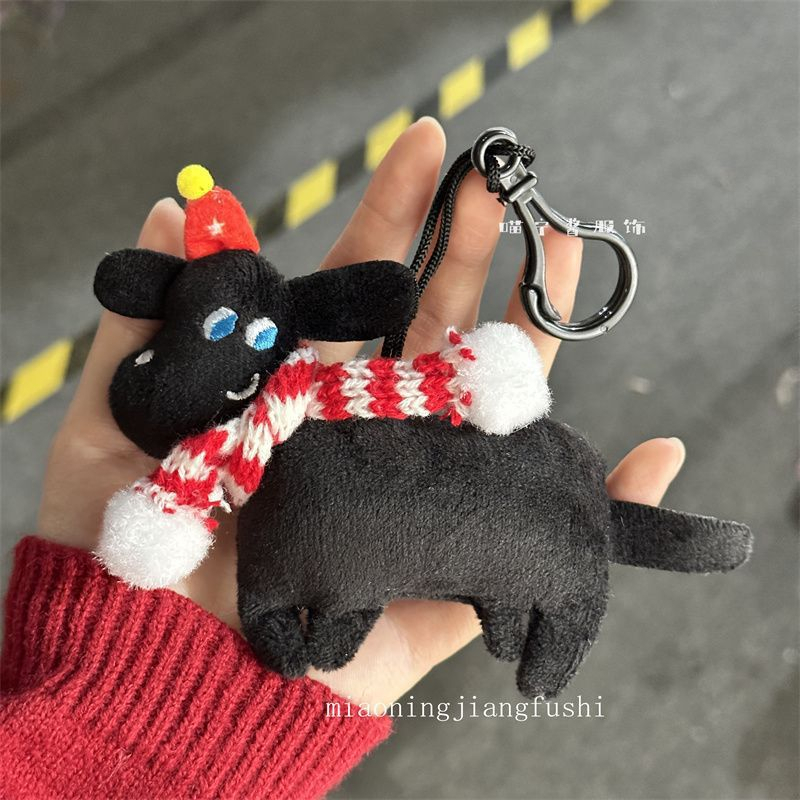 พร้อมส่ง-puppy-black-plush-doll-พวงกุญแจตุ๊กตา-พวงกุญแจหมา