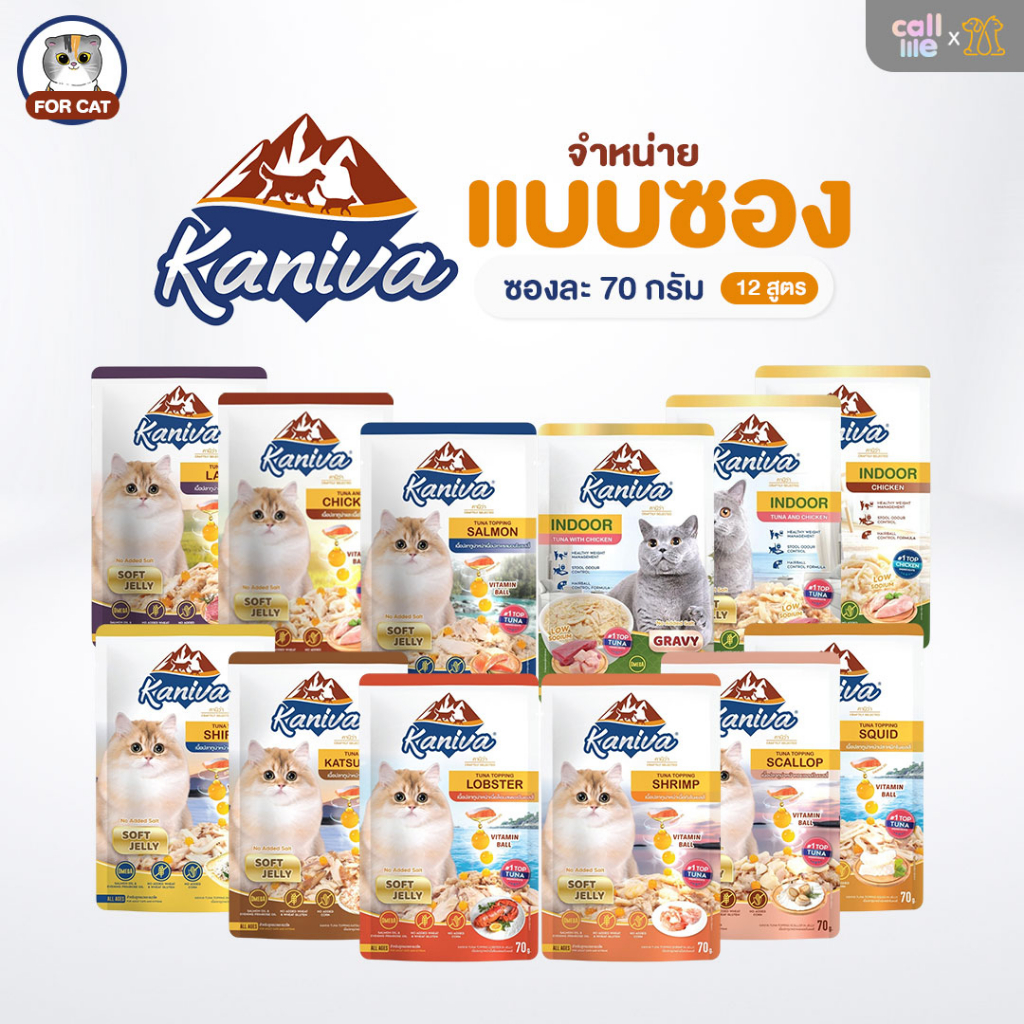 kaniva-อาหารแมวชนิดเปียก-สูตรสำหรับแมว-6-เดือนขึ้นไป-แบ่งขายแบบซอง-70กรัม