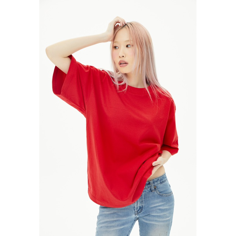 ov11-red-เสื้อยืดแดง-cotton20-oversize