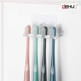 DeHUB Vacuum Pad ที่แขวนแปรงสีฟัน แบบ 4 แปรง ติดผนัง ไม่ต้องเจาะ(Vacuum Pad Toothbrush Holder 4brush)