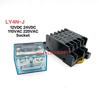 LY4N-J 12DC 24VDC 110VAC 220VAC RELAY 4 Contact  กระแส 10A   และฐาน (Socket)