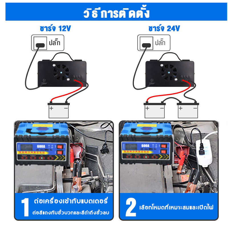 ส่งจากไทย-เครื่องชาร์จแบตเตอรี่รถยนต์-เครื่องชาร์จ-24v12v-ตัวชาร์จแบตเตอรี่-เครื่องชาร์จอัจฉริยะและซ่อมแบตเตอรี่รถยนต์