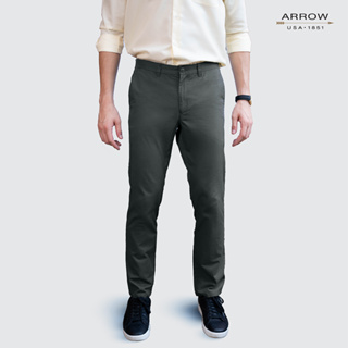 ARROW กางเกงลำลองขายาว Chino Pants ทรง Smart สีเทา-เขียว MSCM9V2-GY